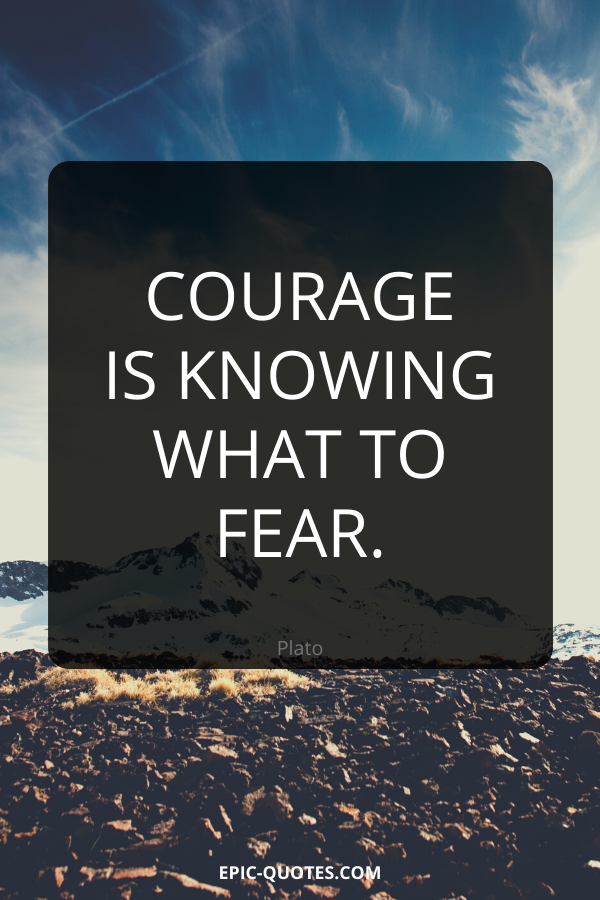 Courage is knowing what to fear. -Plato