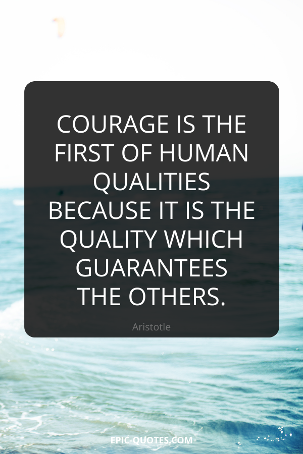 Courage is the first of human qualities because it is the quality which guarantees the others. -Aristotle