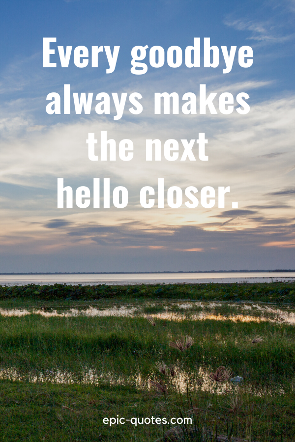 “Every goodbye always makes the next hello closer.”