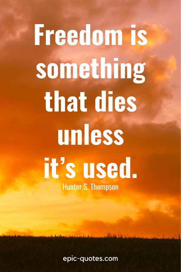 “Freedom is something that dies unless it’s used.” -Hunter S. Thompson