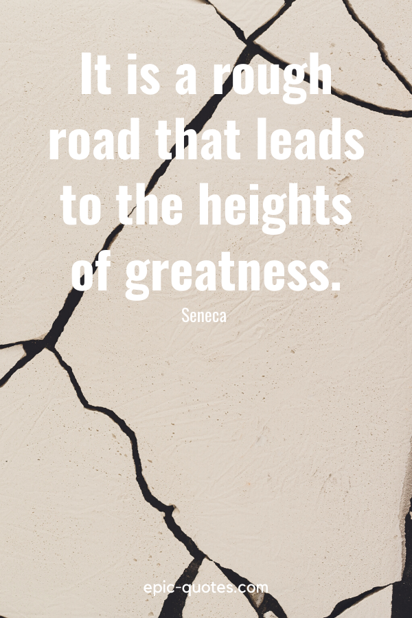 “It is a rough road that leads to the heights of greatness.” -Seneca 