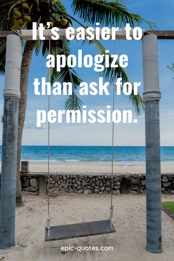 “It’s easier to apologize than ask for permission.”
