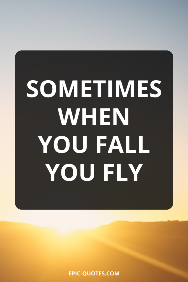 Sometimes when you fall you fly
