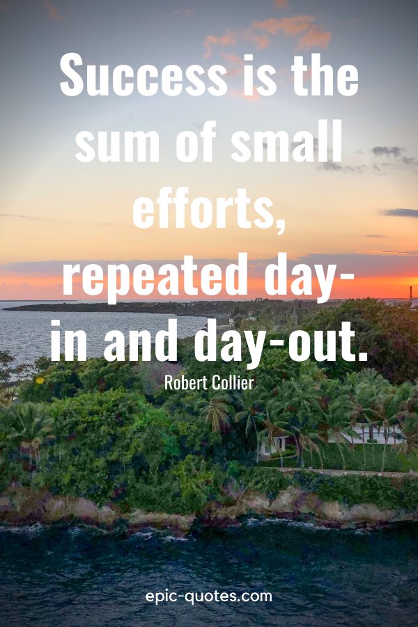 “Success is the sum of small efforts, repeated day-in and day-out.” -Robert Collier