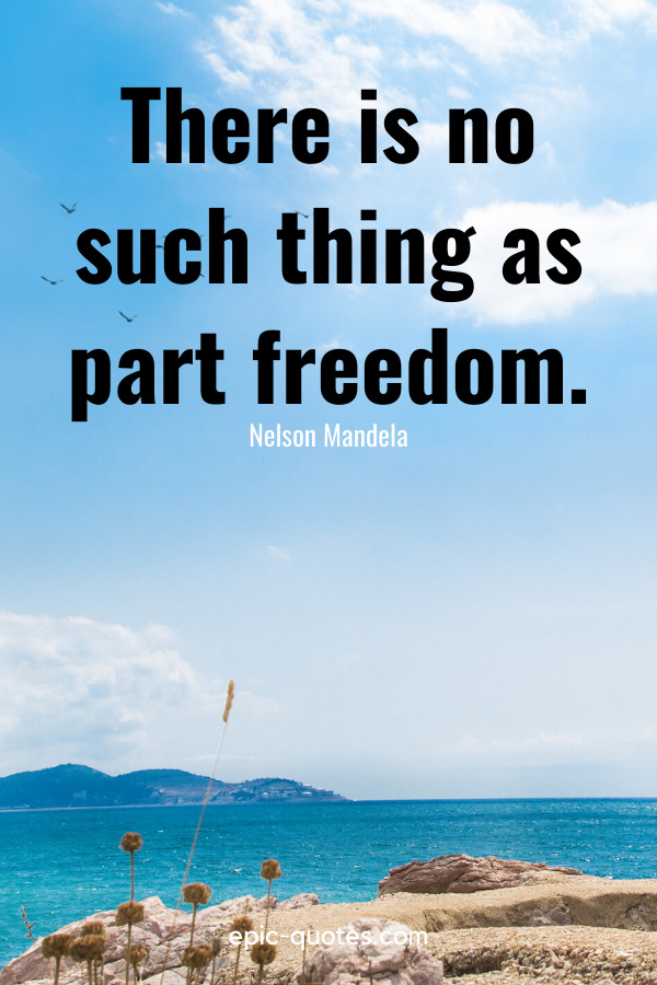 “There is no such thing as part freedom.” -Nelson Mandela