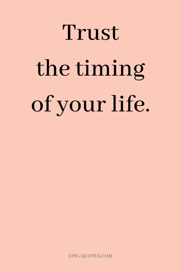 Trust the timing of your life.