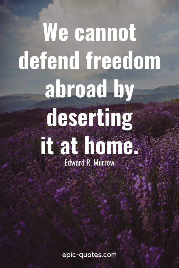“We cannot defend freedom abroad by deserting it at home.” -Edward R. Murrow