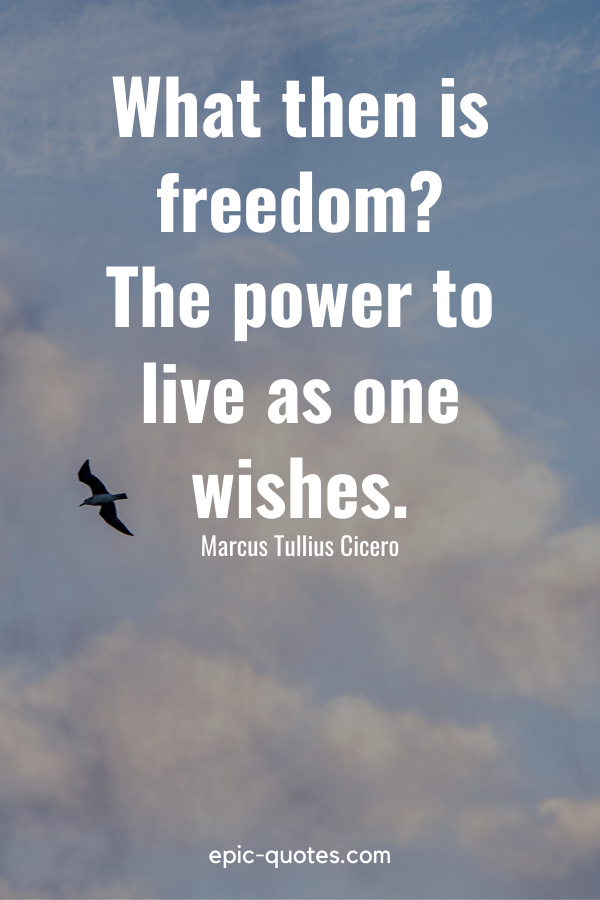 “What then is freedom The power to live as one wishes.” -Marcus Tullius Cicero