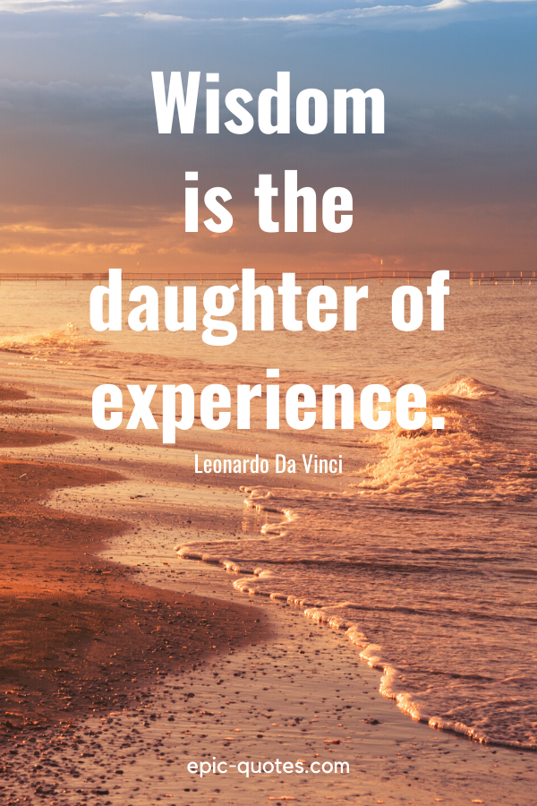 “Wisdom is the daughter of experience.” -Leonardo Da Vinci