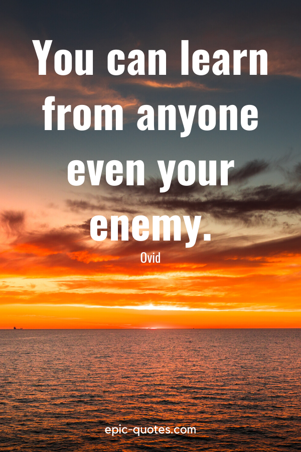 “You can learn from anyone even your enemy.” -Ovid