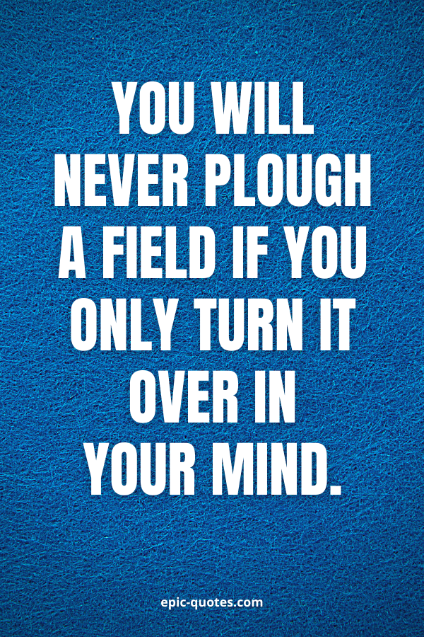 You will never plough a field if you only turn it over in your mind.